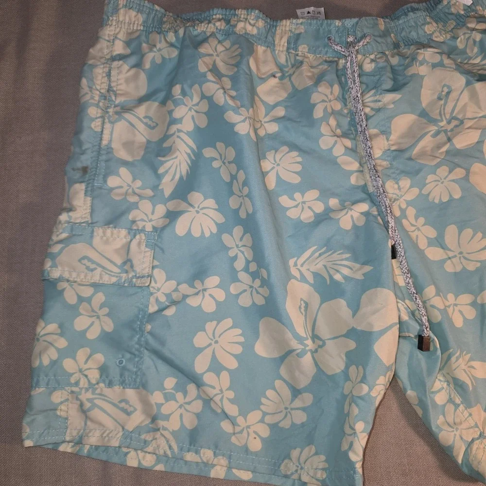 Exist Men's Swim Trunks Board Shorts Size XXL Cargo Drawstring Floral Pattern